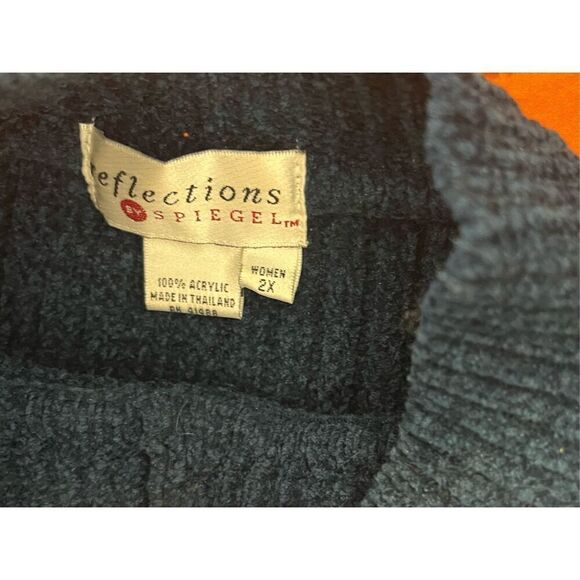 Vintage Spiegel women 2x. Creamy blue sweater big comfy cozy soft ribbed - Picture 13 of 15